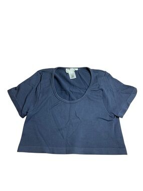 Hippie Rose Navy Blue Ribbed Seamless Crop Top - Size XL